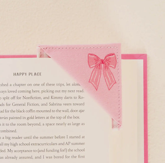 Pink Bow - Corner Fabric Bookmark
