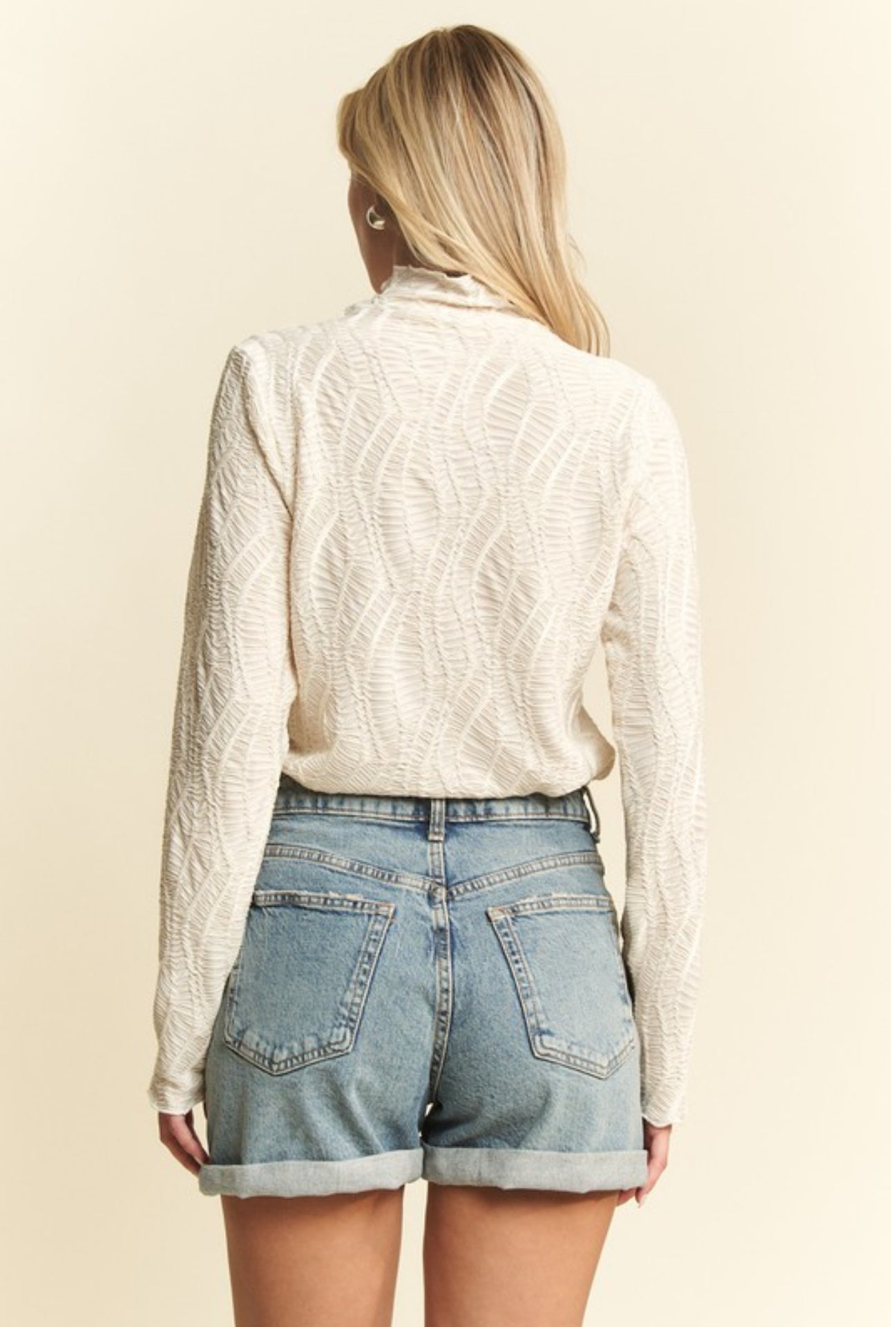 Cream Mock Neck Top