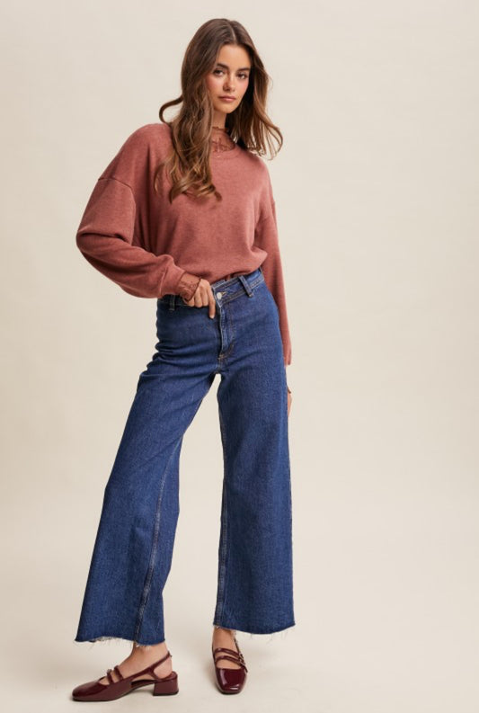 Dusty Pink Brushed Knit Pullover