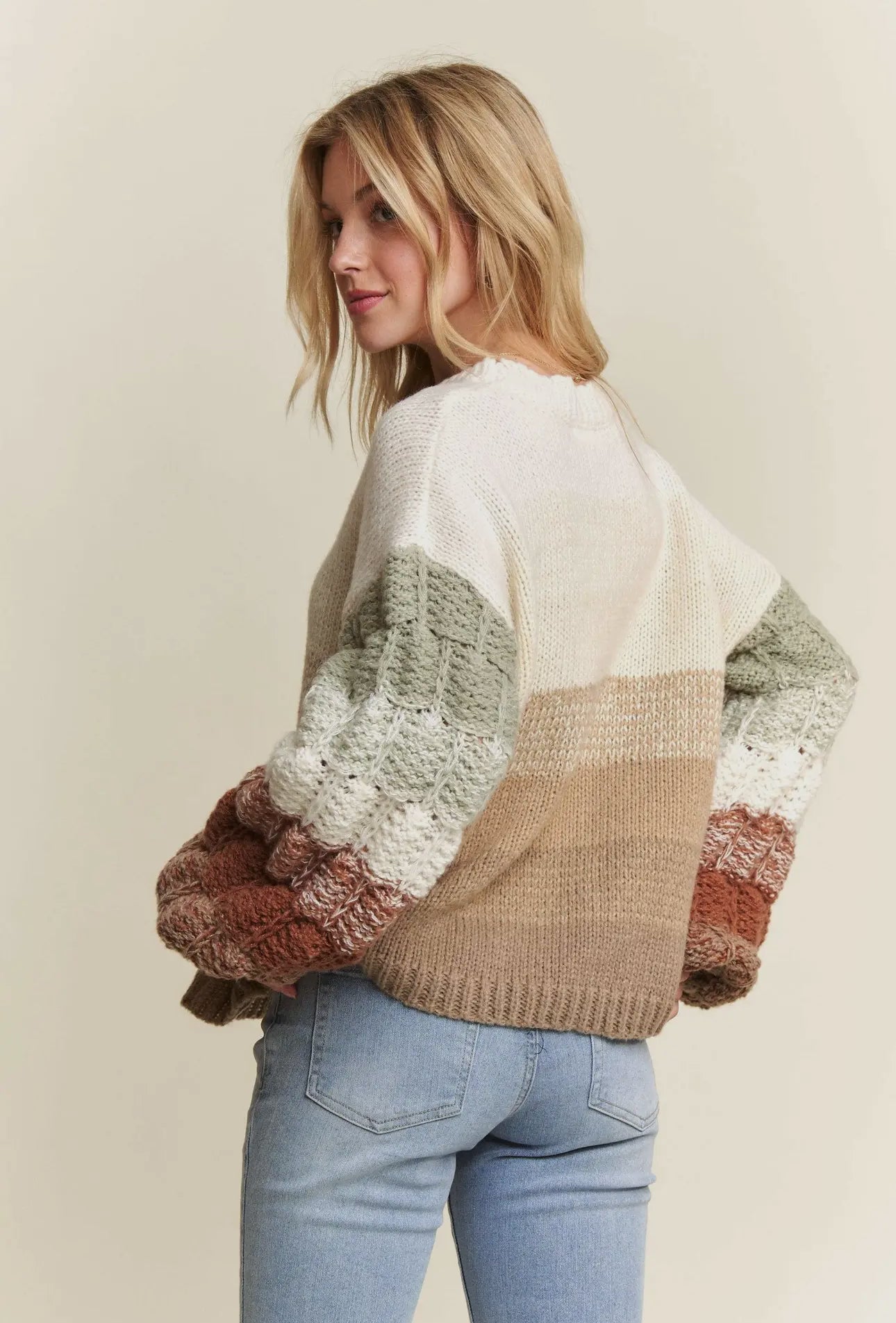 Puff Sleeve Ombré Sweater