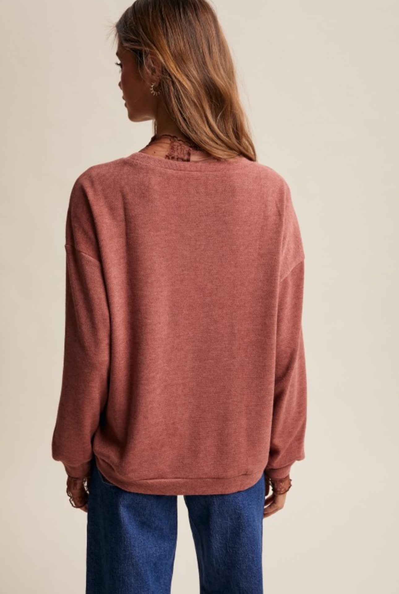 Dusty Pink Brushed Knit Pullover