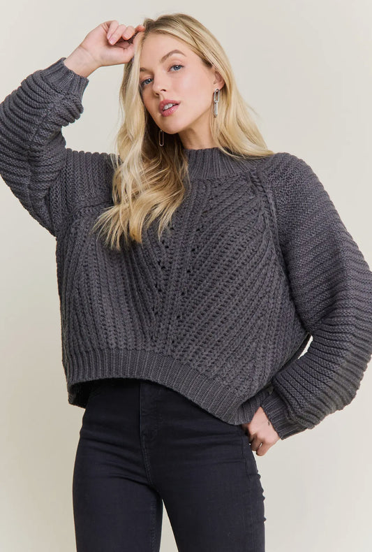 Grey Cable Knit Sweater