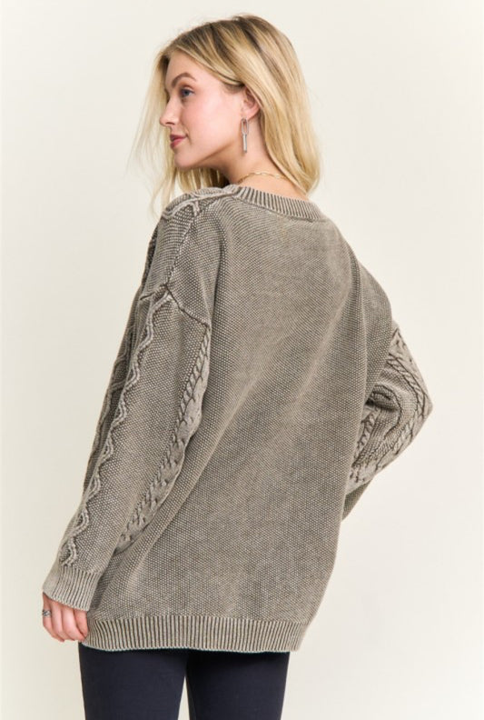 Coffee Cable Knit Sweater