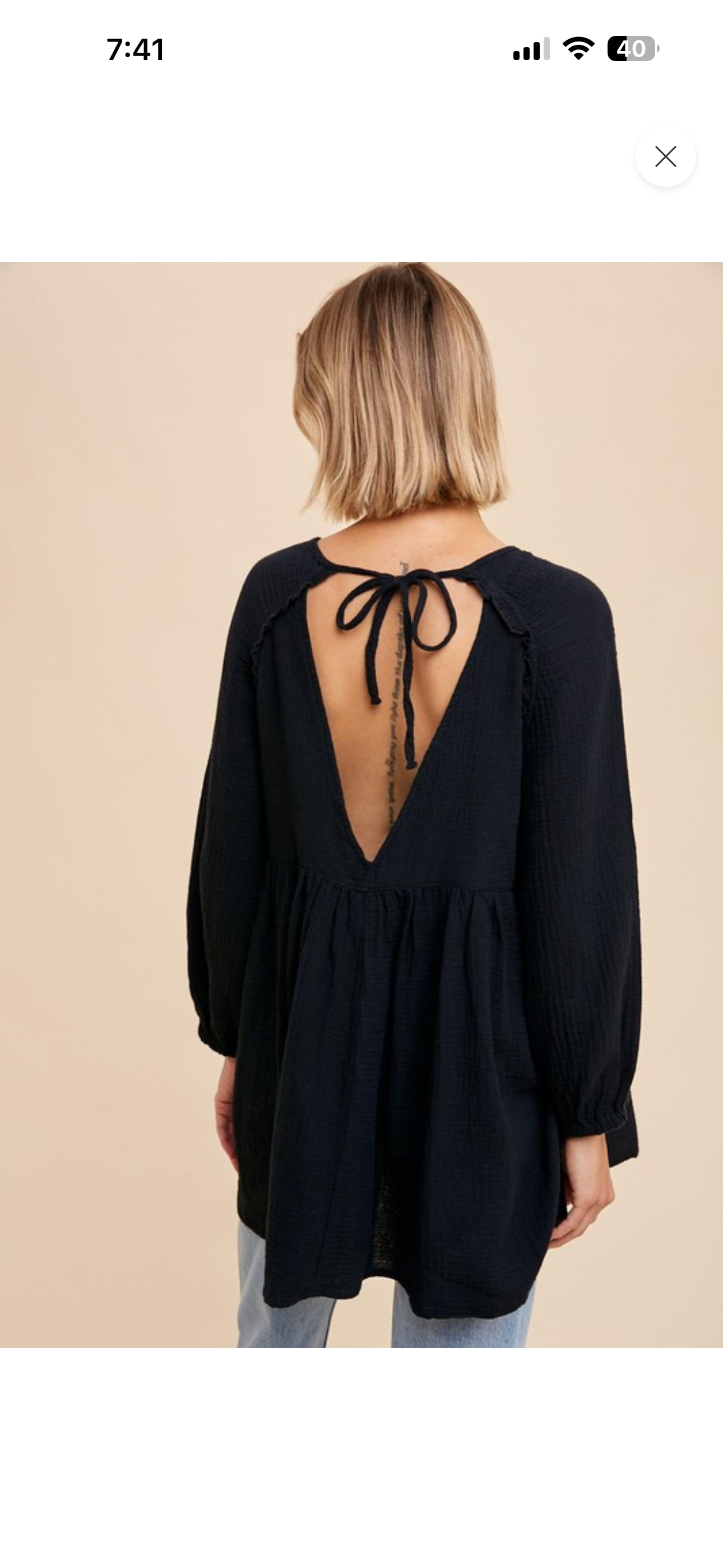 Cotton Muslin Oversized Tunic - Black