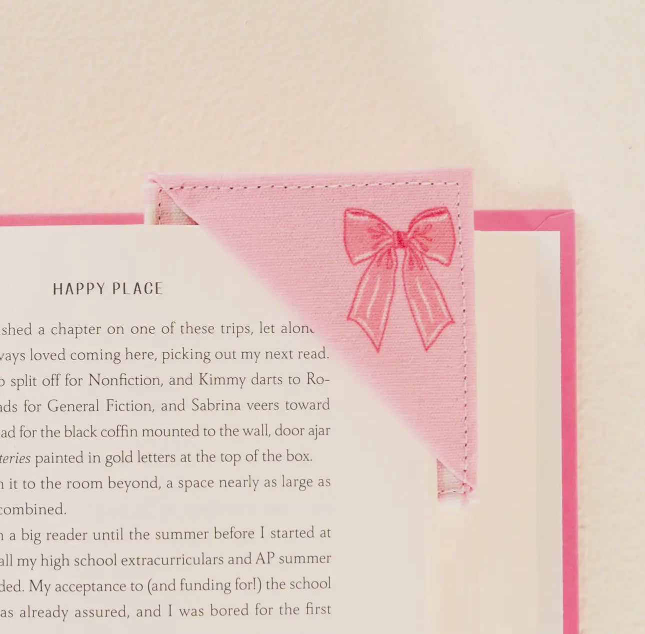 Pink Bow - Corner Fabric Bookmark