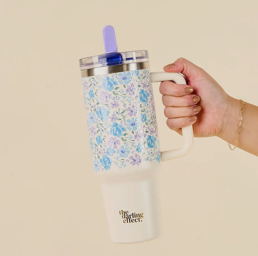 40 oz. Secret Garden Blue Tumbler