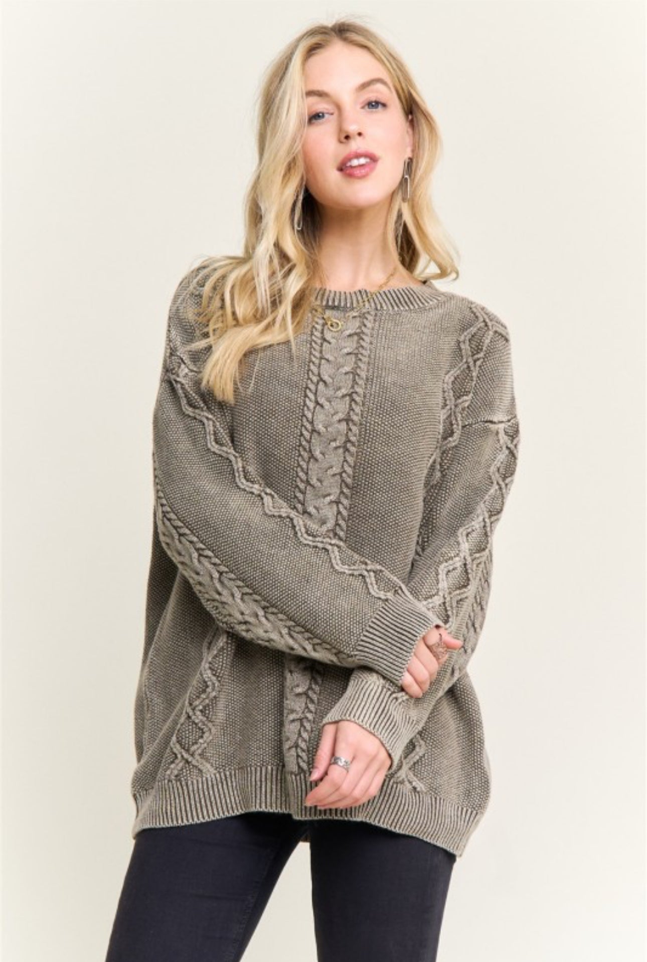 Coffee Cable Knit Sweater