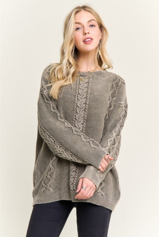 Coffee Cable Knit Sweater