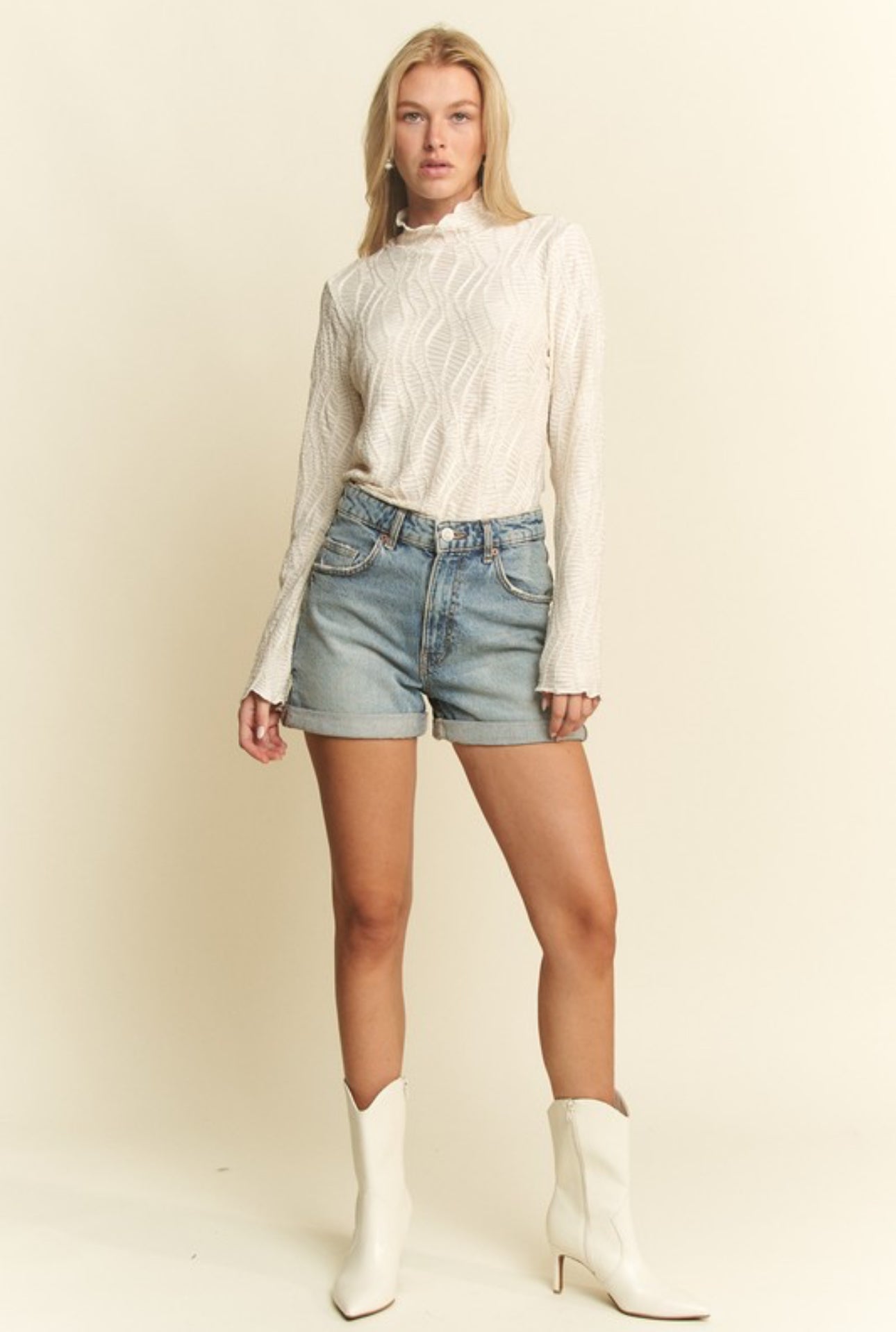 Cream Mock Neck Top