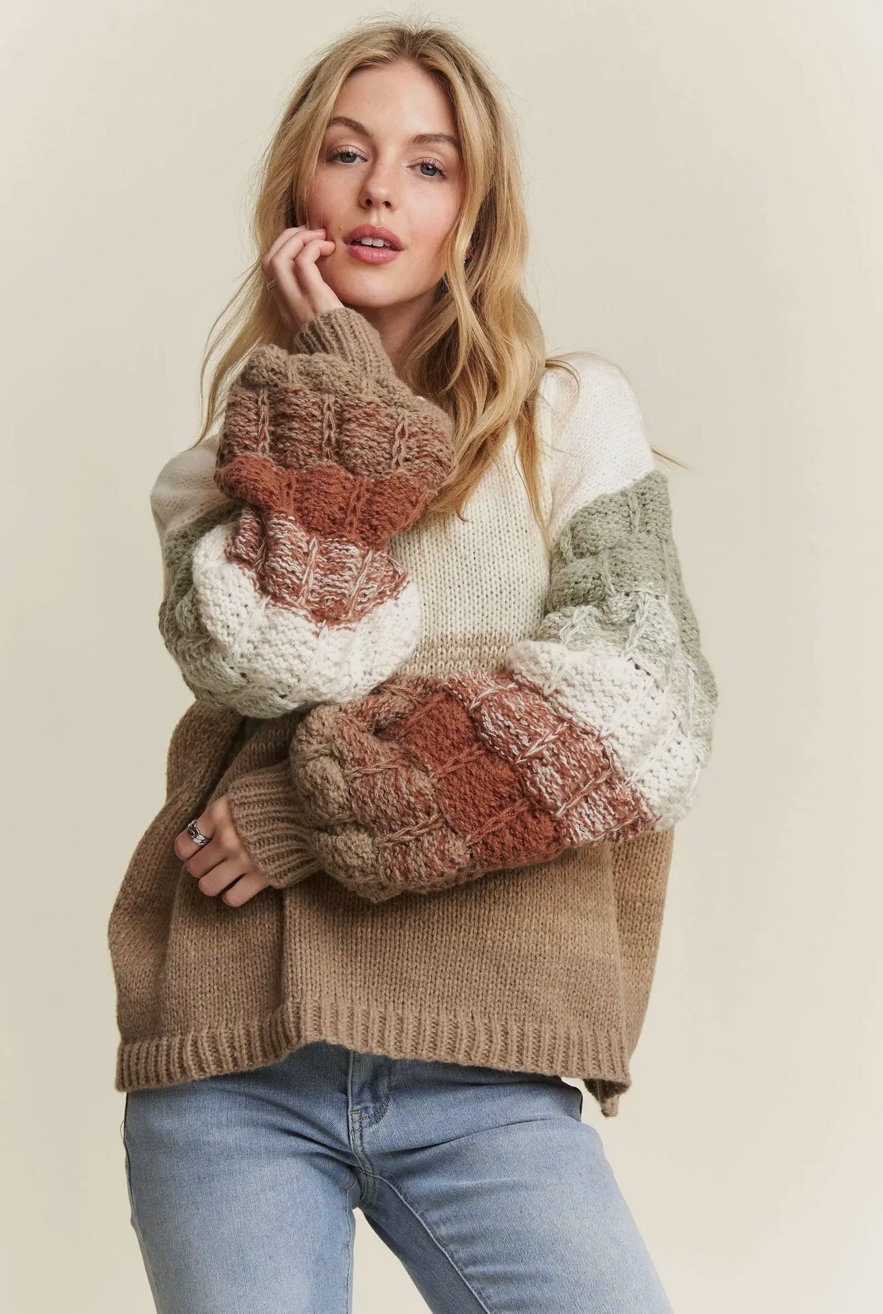 Puff Sleeve Ombré Sweater