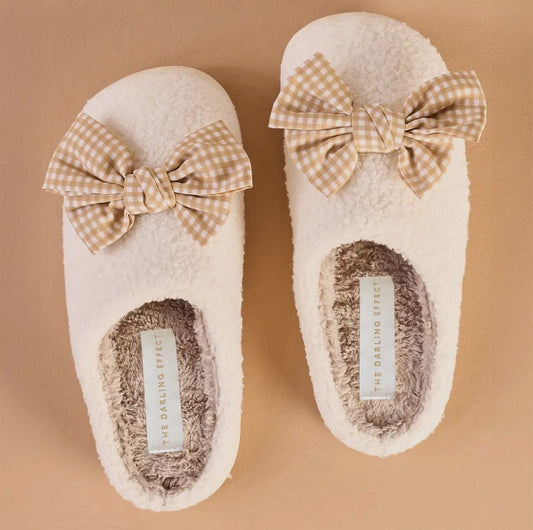 Betty Bow Maple Gingham Slippers