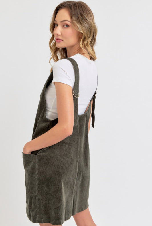 Olive Overall Corduroy Dress
