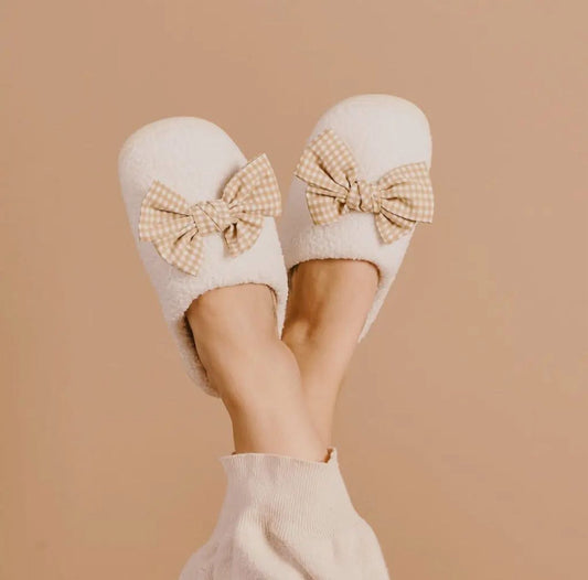 Betty Bow Maple Gingham Slippers