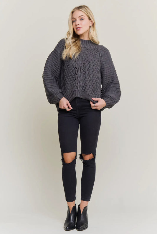 Grey Cable Knit Sweater