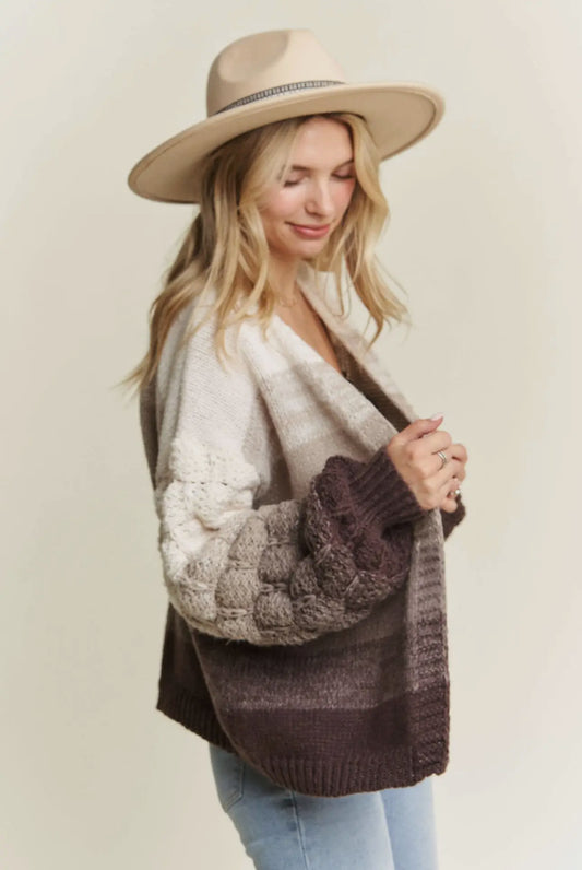 Coffee Ombré Sweater Cardigan