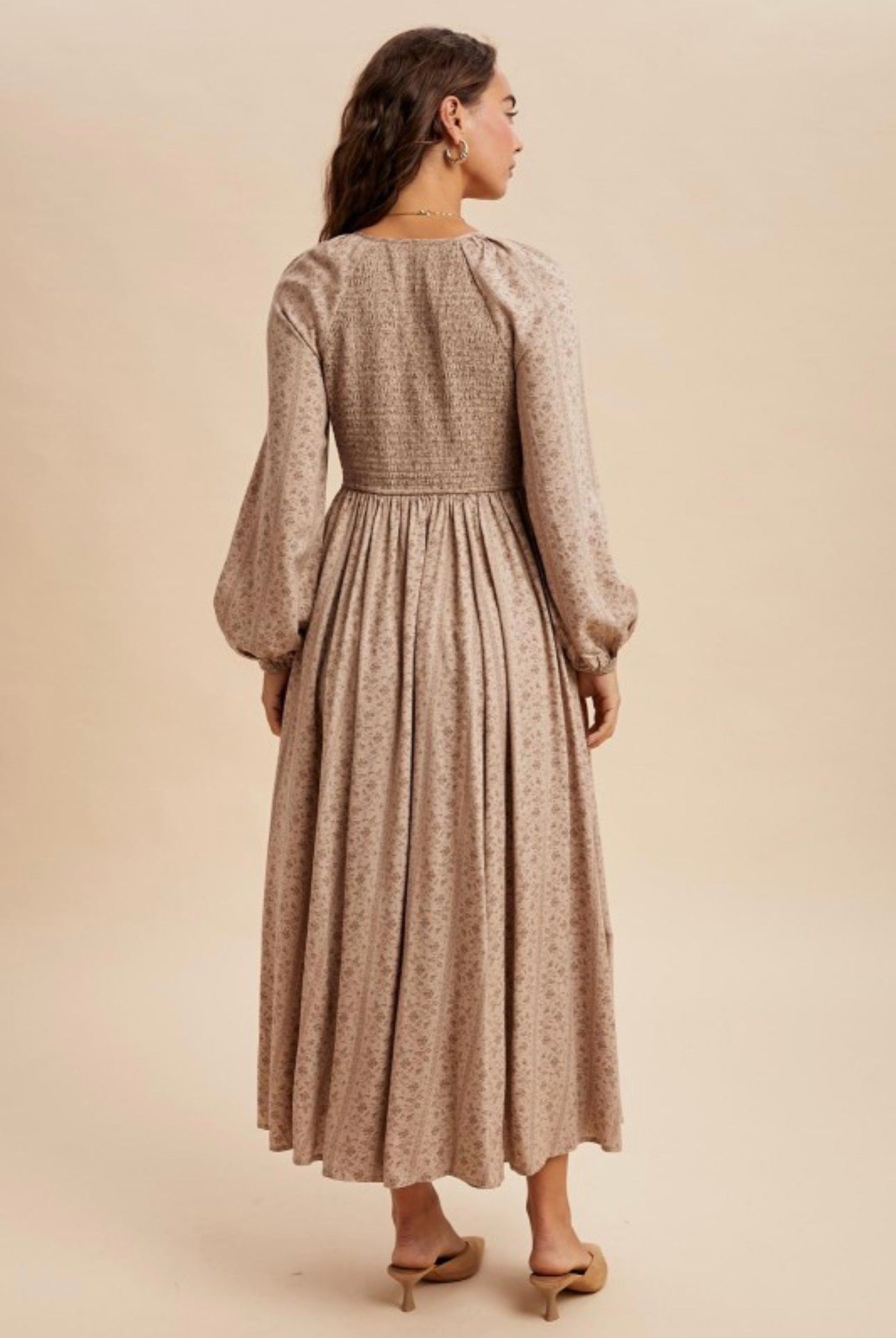 Smocked Maxi Dress - Taupe