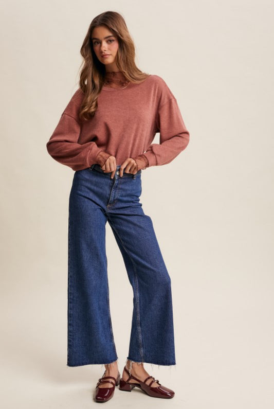 Dusty Pink Brushed Knit Pullover