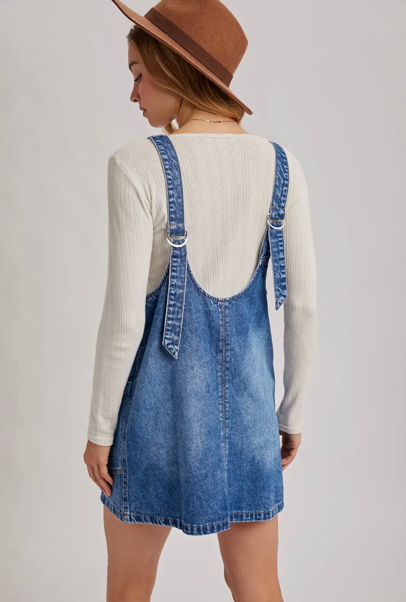 Adjustable Denim Overall Dress