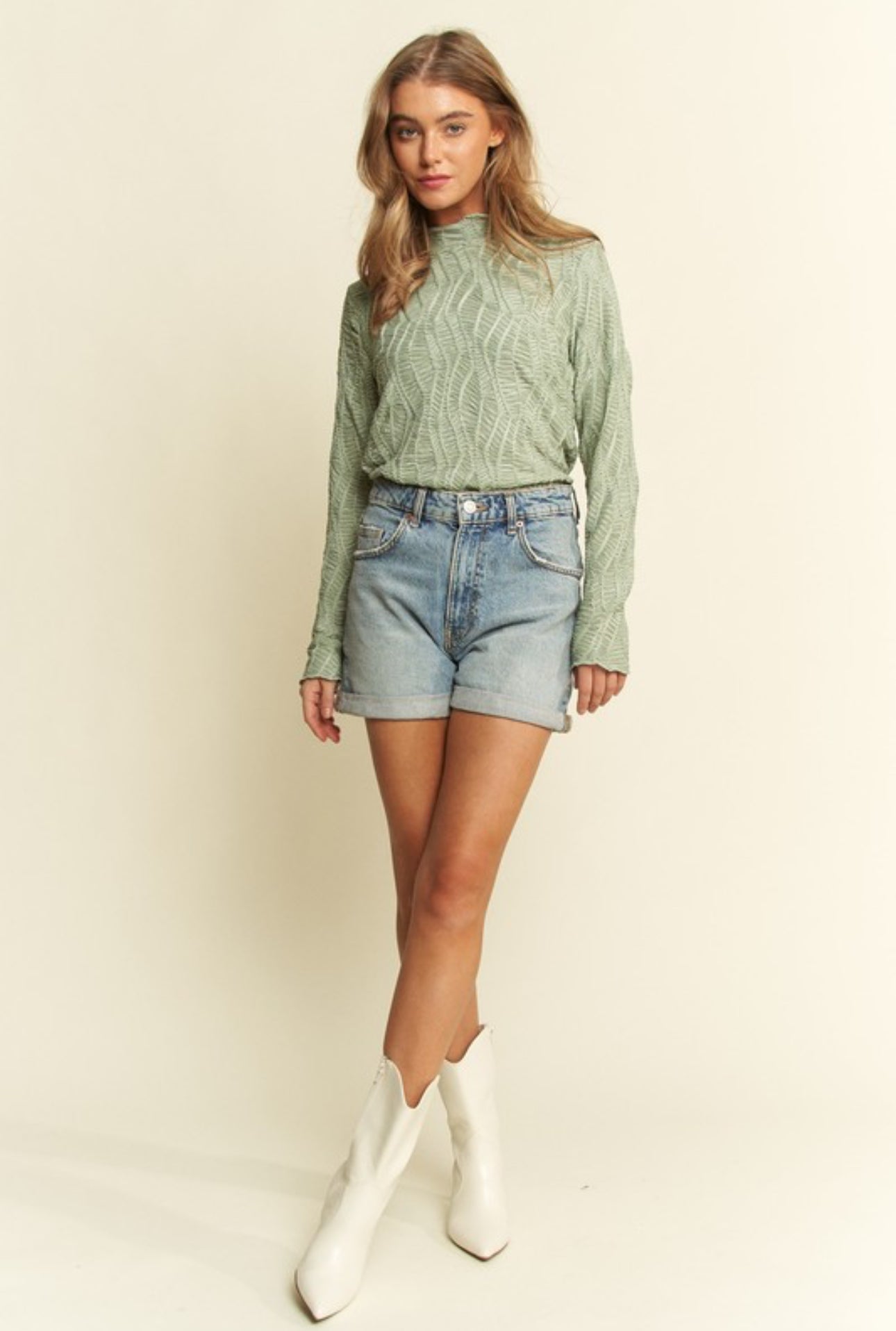 Sage Mock Neck Top