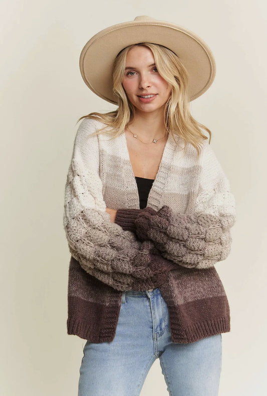 Coffee Ombré Sweater Cardigan